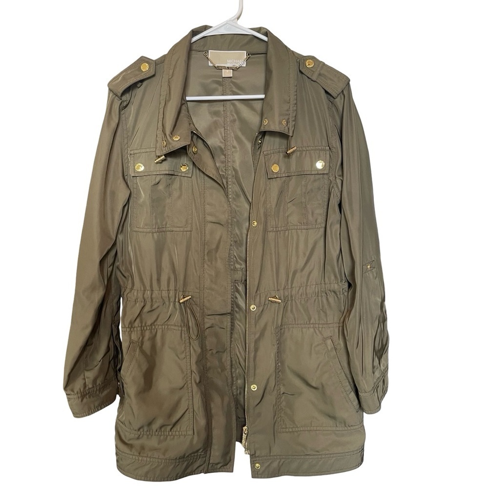 Michael Kors Olive Utility Jacket Small Gold Hardware Anorak